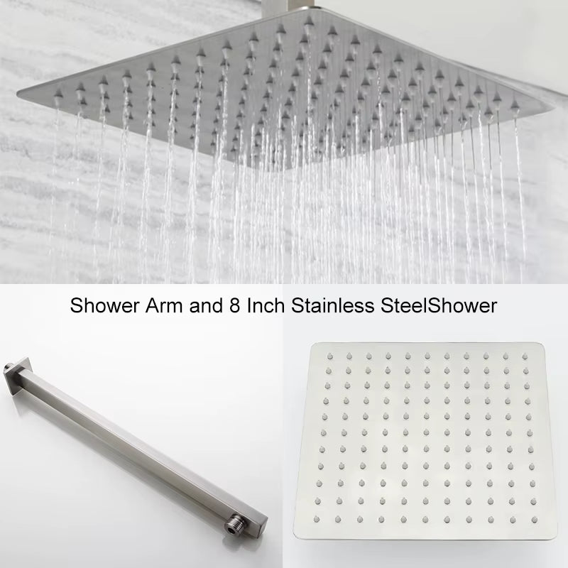 Brushed Nickel Stainless Steel Square Shower Arm Shower Head Arm Wall Mounted Ceiling Mounted Shower Head Arm Wholesale