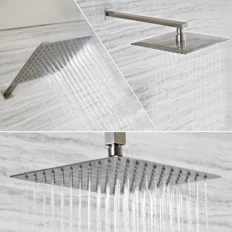 Brushed Nickel Stainless Steel Square Shower Arm Shower Head Arm Wall Mounted Ceiling Mounted Shower Head Arm Wholesale