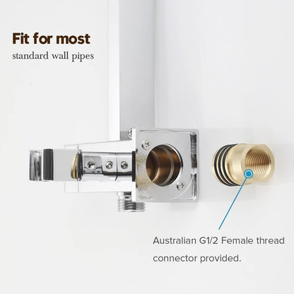 Twin Shower Head Rail Set Square Gooseneck Shower Arm 8" Rain Shower Head 3-Mode