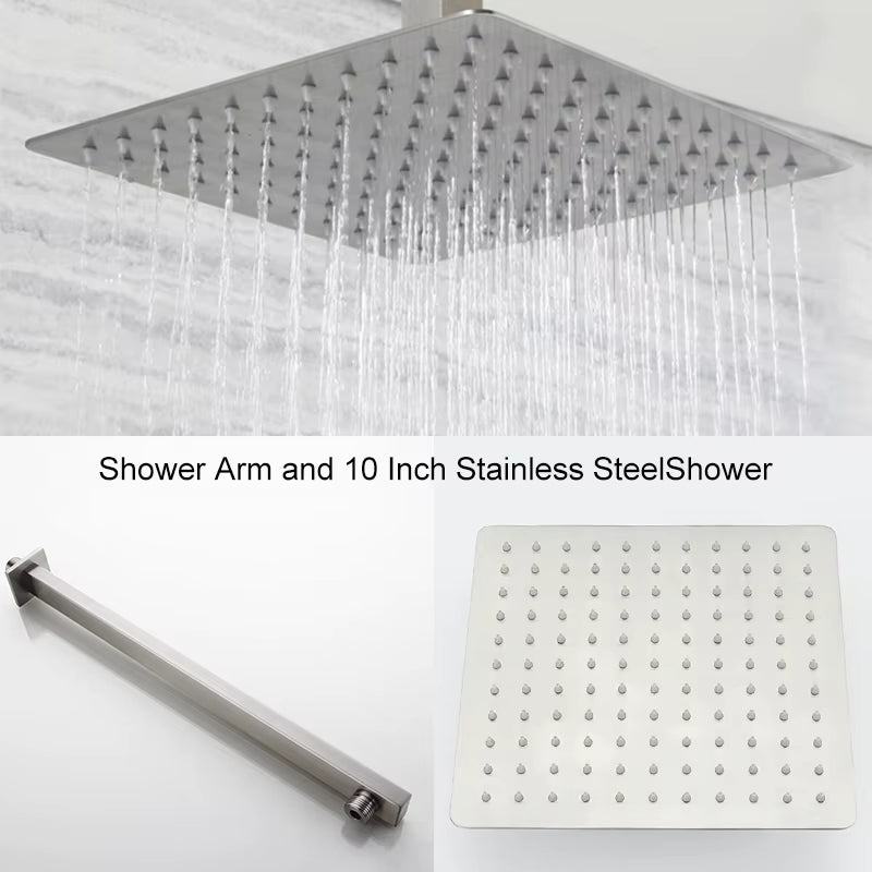 Brushed Nickel Stainless Steel Square Shower Arm Shower Head Arm Wall Mounted Ceiling Mounted Shower Head Arm Wholesale